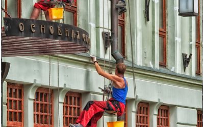 “Spider-man, Spider-man, does whatever a spider can,” and maybe he does windows. (Moscow, Russia – 2012)